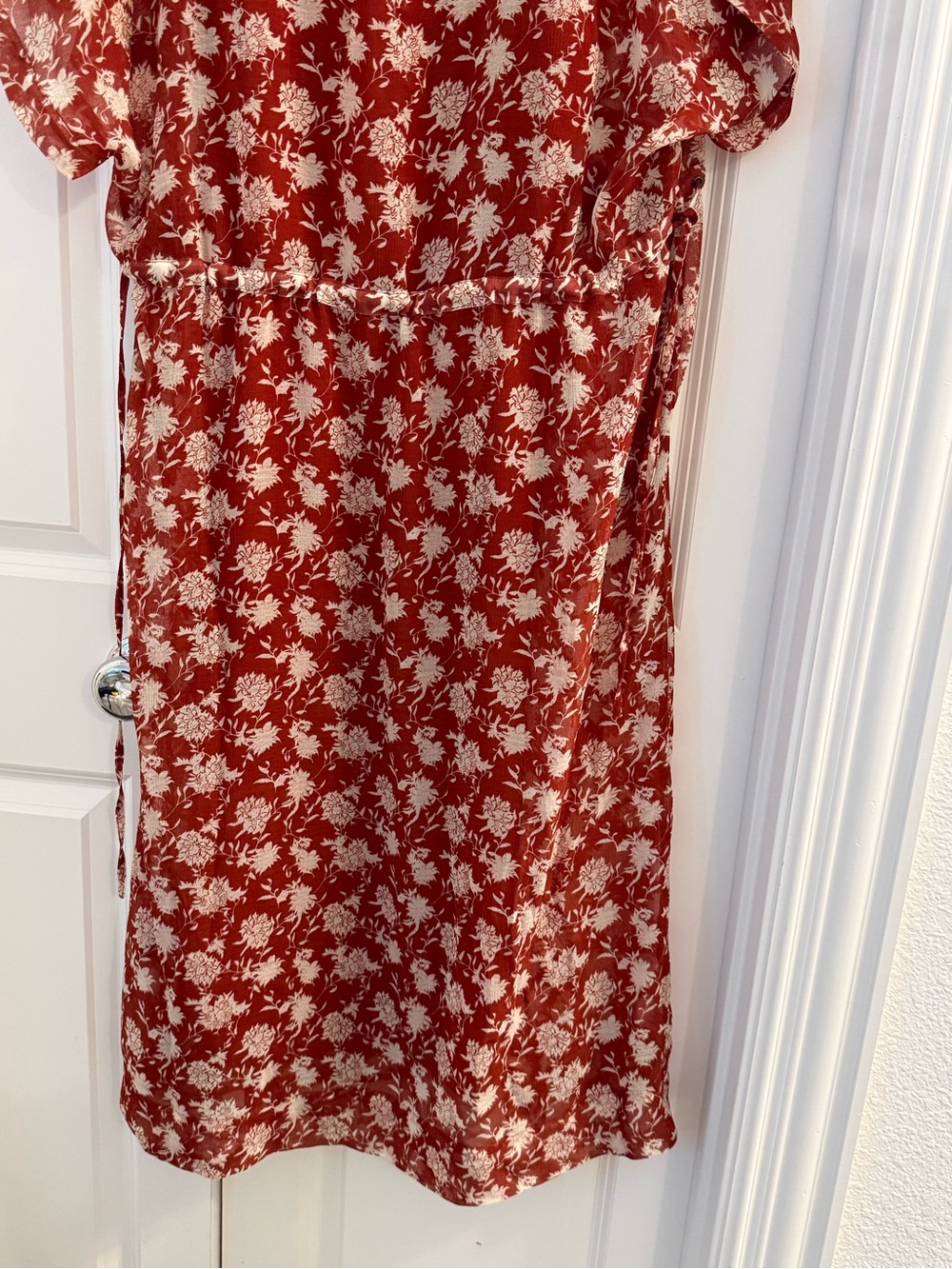 Women's Rag & Bone Elysse Midi Dress in Rust Floral Chiffon Size Small - Picture 13 of 13